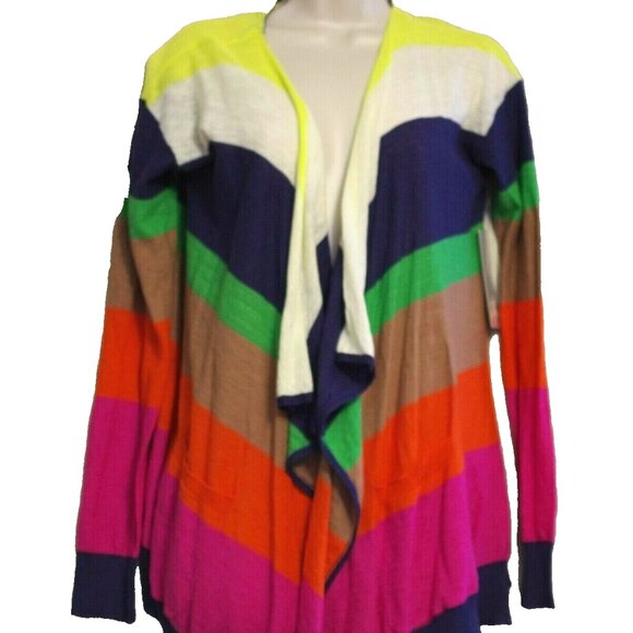 Splendid Cotton Linen Colorblock Open Asymmetrical Cardigan Size:S - Picture 1 of 5